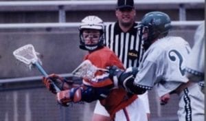 Ryan Powell playing with Hall of Fame a Brine Edge back in the day at Cuse National Lacrosse Hall of Fame’s Class of 2018