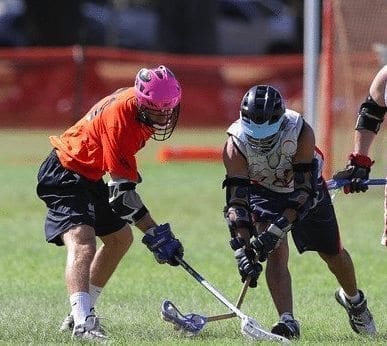 Malcolm Chase Hawaii lacrosse stick break check