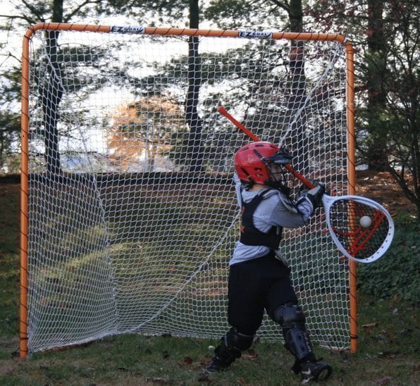 10 year old Maximus lacrosse goalie off hip save