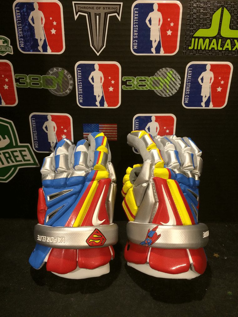 Kacy Small CruzWorldCustoms Superman lacrosse gloves