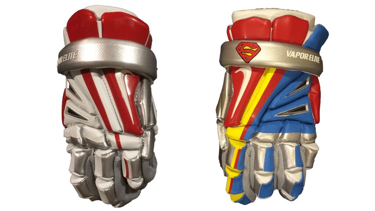 Kacy Small CruzWorldCustoms Superman lacrosse gloves