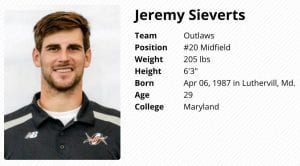 Jeremy Sieverts - Denver Outlaws - MLL