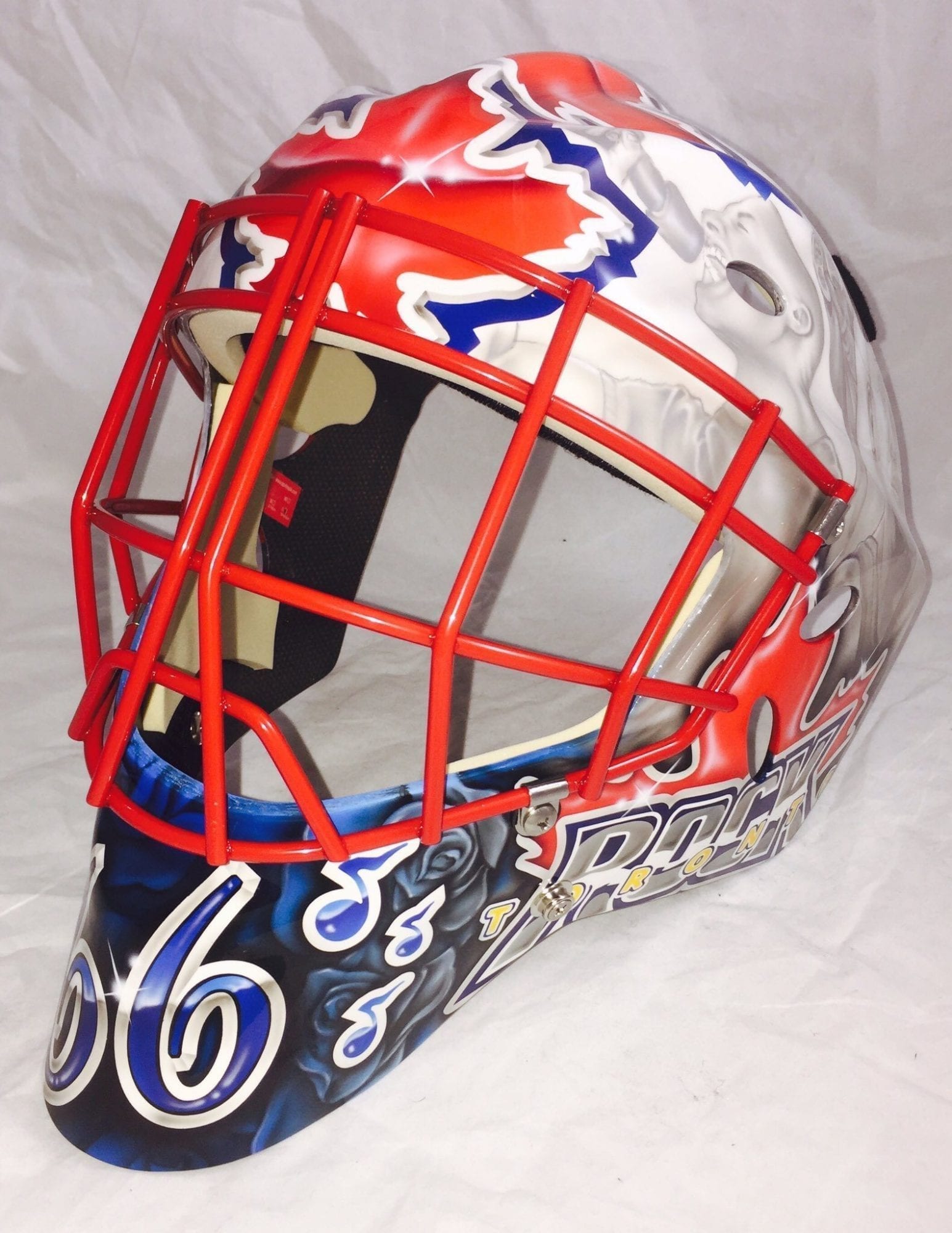Nick Rose's new rock goalie helmet