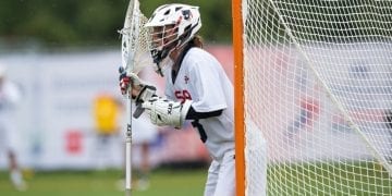 Team USA's Devon Wills during the World Cup Final at the 2017 FIL Rathbones Women's Lacrosse World Cup, at Surrey Sports Park, Guildford, Surrey, UK, 22nd July 2017. women