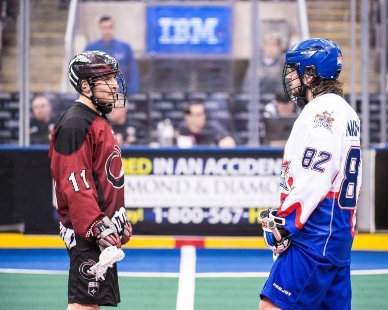TORONTO, ON - MAR 30, 2018: National Lacrosse League game between the Toronto Rock and the Colorado Mammoth, (Photo by Ryan McCullough / NLL)